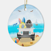 poodle hond Rijden op strand Keramisch Ornament (Links)