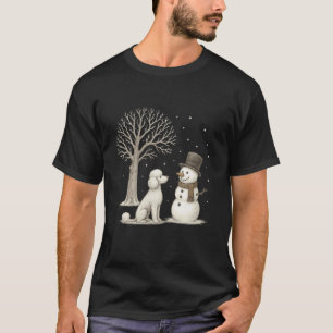 Poodle Hond Sneeuwman Winter Vintage Kerst Grappig T-shirt