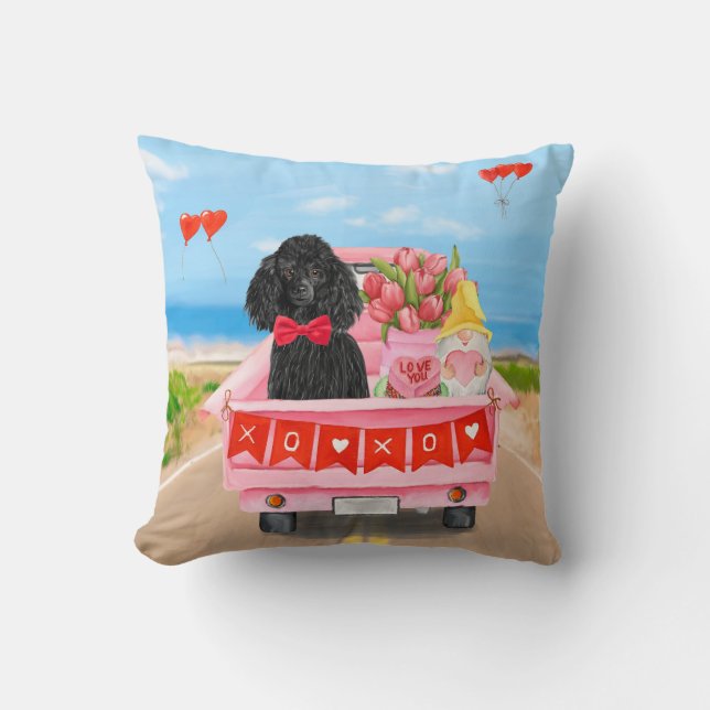 Poodle-hond Valentijnsdag vrachtwagen harten Kussen (Voorkant)