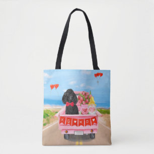 Poodle-hond Valentijnsdag vrachtwagen harten Tote Bag