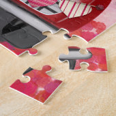 Poodle-hondauto met harten Valentijn Legpuzzel (Zijkant)
