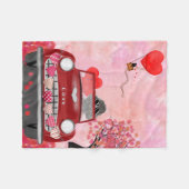 Poodle-hondauto met harten Valentijnsdag Fleece Deken (Voorkant (Horizontaal))