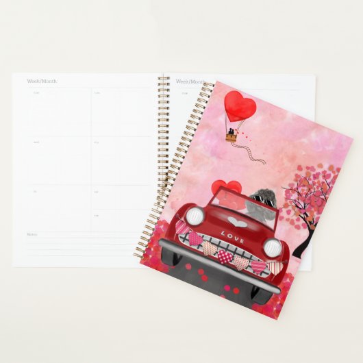 Poodle-hondauto met harten Valentijnsdag Planner (Display)
