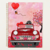 Poodle-hondauto met harten Valentijnsdag Planner (Voorkant)