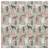 poodle honden  bloemenmijn stof (Swatch)