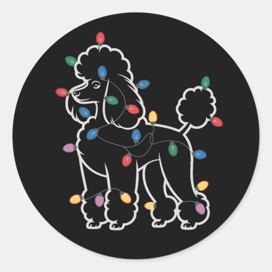 Poodle Honden Boom Kerstmis Kersthuisdier Dier Hon Ronde Sticker (Voorkant)