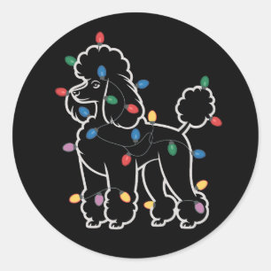 Poodle Honden Boom Kerstmis Kerstmis Huisdier Dier Ronde Sticker