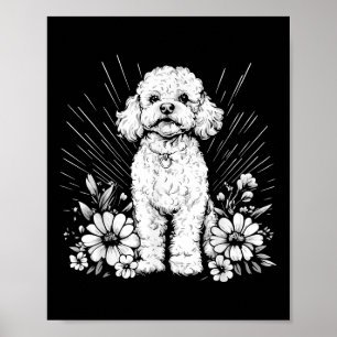 Poodle-hondenliefhebber retro stijl tatoeage poster