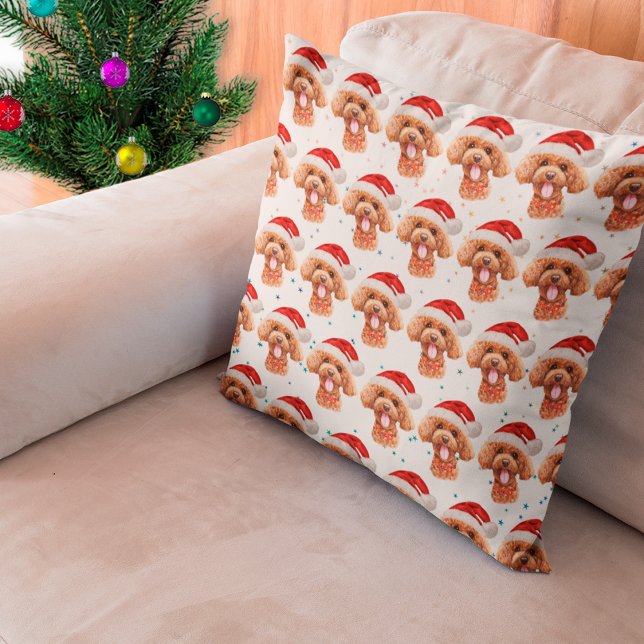 Poodle-hondenras Kerststerren Kussen (Creator heeft geüpload)