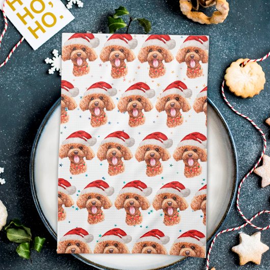 Poodle Hondenras Kerststerren Theedoek