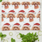 Poodle Hondenras Kerststerren Theedoek (Gevouwen)