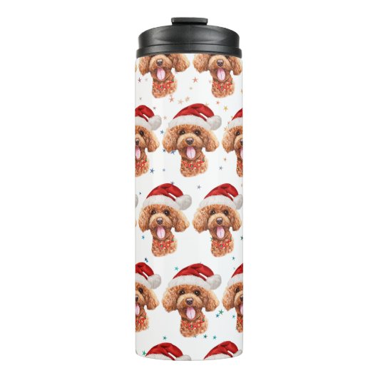 Poodle-hondenras Kerststerren Thermosbeker (Voorkant)