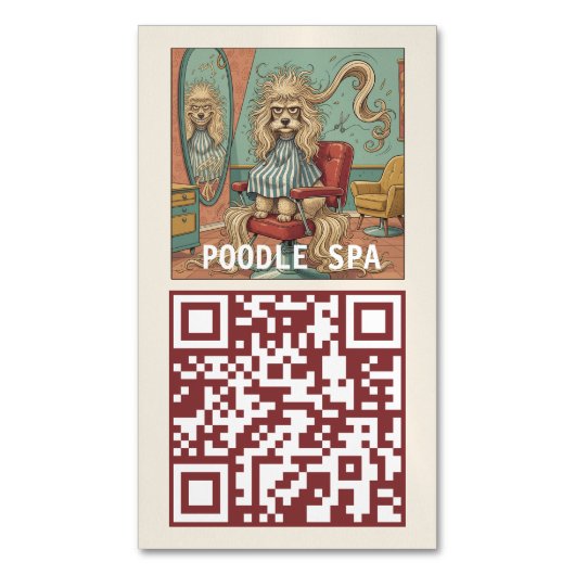 Poodle Hondensalon  Magnetisch Visitekaartje (Voorkant Verticaal)
