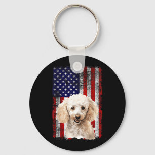 Poodle-hondliefhebber Amerikaanse vlag 4 juli patr Sleutelhanger