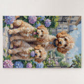 Poodle Hortensia Tuin Kunst Legpuzzel (Horizontaal)