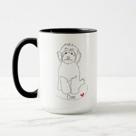 Poodle Huisdier Lijn Kunst met Naam Mok