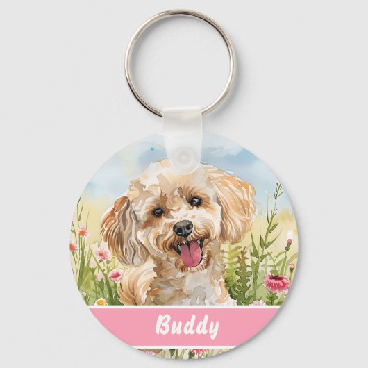 Poodle ID-hanger – Voeg naam & contact toe Sleutelhanger (Voorkant)
