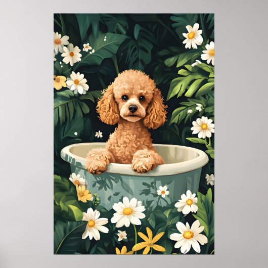 Poodle In Badposter, Grappige Hond Poster, Poodle Poster (Voorkant)