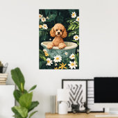 Poodle In Badposter, Grappige Hond Poster, Poodle Poster (Thuiskantoor)