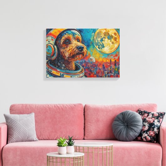 POODLE IN DE RUIMTE CANVAS AFDRUK (Insitu (Woonkamer))