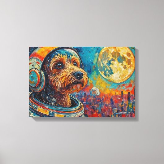 POODLE IN DE RUIMTE CANVAS AFDRUK (Voorkant)