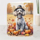 Poodle in herfstbladeren Thanksgiving kunst Kaart (Voorkant)