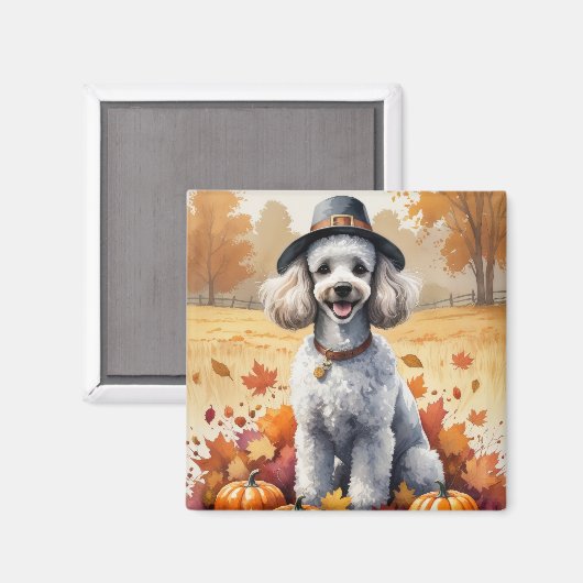 Poodle in herfstbladeren Thanksgiving kunst Magneet (Voorkant / Achterkant)