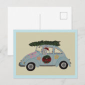 Poodle in Hippie-auto met Kerst Briefkaart (Voorkant / Achterkant)