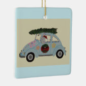 Poodle in Hippie-auto met Kerst Keramisch Ornament (Rechts)