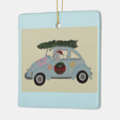 Poodle in Hippie-auto met Kerst Keramisch Ornament (Links)