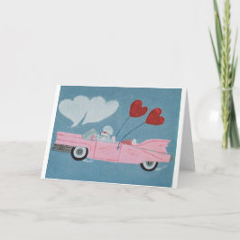 Poodle in Roze Cabriolet Kaart