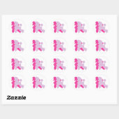 Poodle in roze roze ronde sticker (Vel)