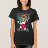 Poodle in Sock Funny Kerstmis Ugly Pajama mas SA T-shirt (Voorkant)