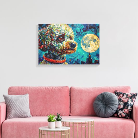 POODLE IN SPACE-2 CANVAS AFDRUK (Insitu (Woonkamer))