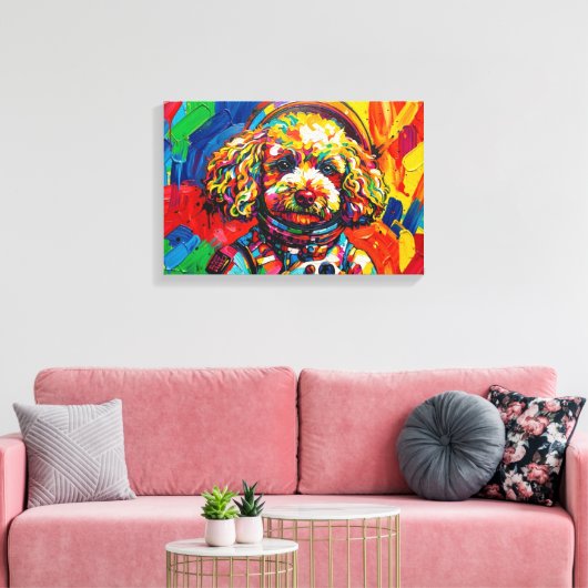 POODLE IN SPACE-3 CANVAS AFDRUK (Insitu (Woonkamer))