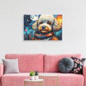 POODLE IN SPACE-4 CANVAS AFDRUK (Insitu (Woonkamer))