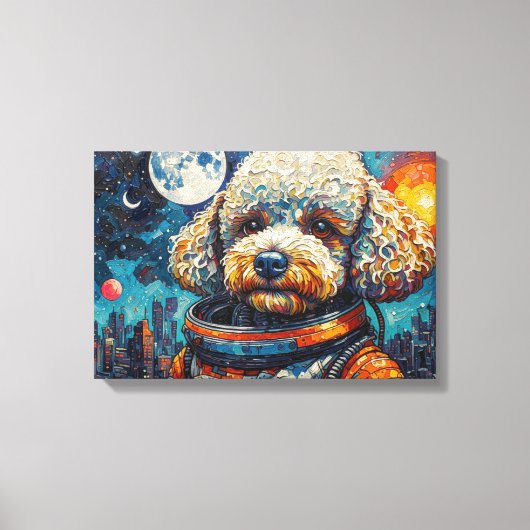 POODLE IN SPACE-4 CANVAS AFDRUK (Voorkant)