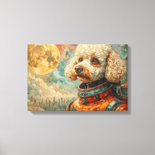 POODLE IN SPACE-5 CANVAS AFDRUK (Voorkant)