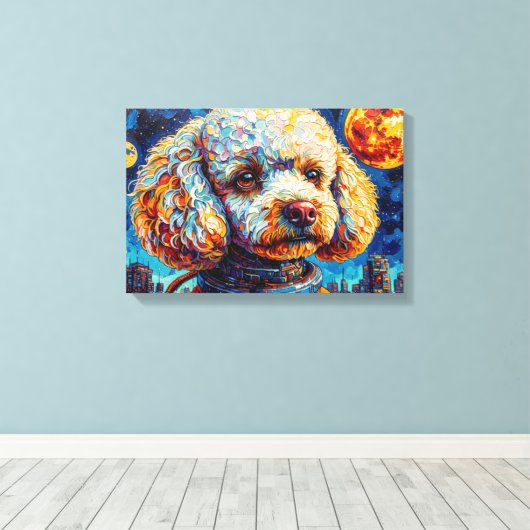 POODLE IN SPACE-7 CANVAS AFDRUK (Insitu (Houten vloer))