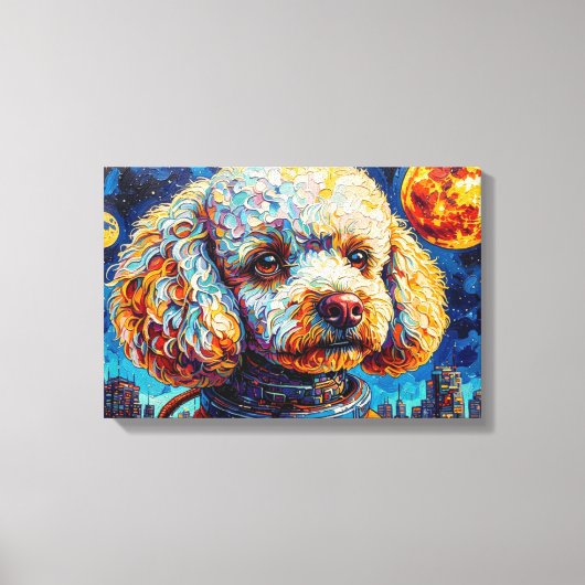 POODLE IN SPACE-7 CANVAS AFDRUK (Voorkant)