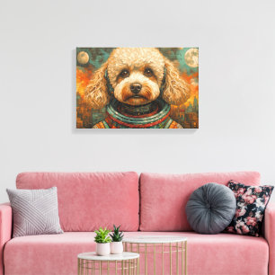POODLE IN SPACE-8 CANVAS AFDRUK