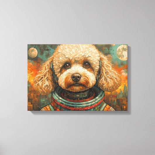 POODLE IN SPACE-8 CANVAS AFDRUK (Voorkant)