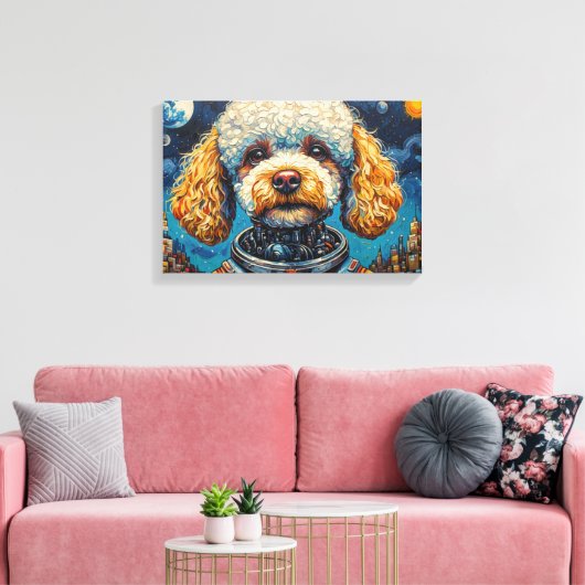 POODLE IN SPACE-9 CANVAS AFDRUK (Insitu (Woonkamer))