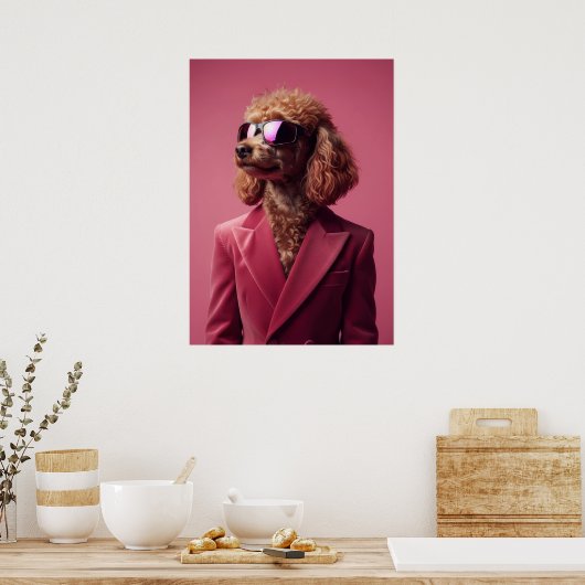Poodle in Suit and Sunglasses Poster (Keuken)