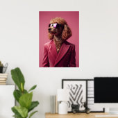 Poodle in Suit and Sunglasses Poster (Thuiskantoor)