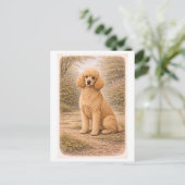 Poodle in vintage stijl briefkaart (Staand voorkant)