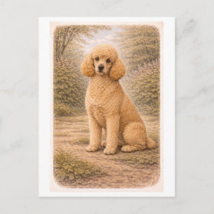 Poodle in vintage stijl briefkaart