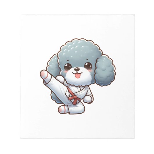 Poodle karate hoge trap vechtsport notitieblok (Voorkant)