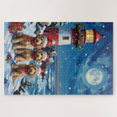 Poodle Kerst Lichtbaken Vakantie Legpuzzel (Horizontaal)