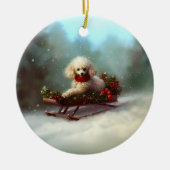 Poodle Kerst sneeuw winter Keramisch Ornament (Voorkant)